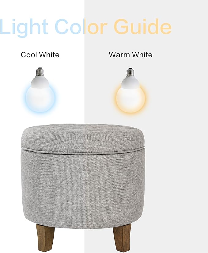 Homepop Home Decor | Upholstered Round Tufted Foot Rest Ottoman | Ottoman with Storage for Living Room & Bedroom | Decorative Home Furniture, Gray Fabric