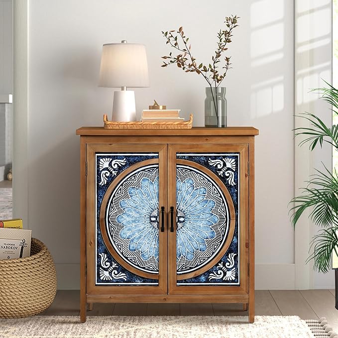 PHI VILLA Accent Cabinet with Doors, Small Storage Cabinet Sideboard Buffet Credenza for Living Room, Entryway