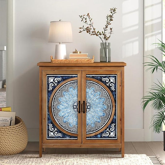 PHI VILLA Accent Cabinet with Doors, Small Storage Cabinet Sideboard Buffet Credenza for Living Room, Entryway