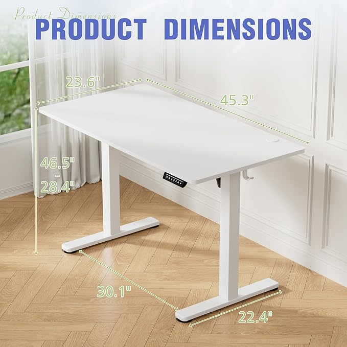 Homall Height Adjustable Electric Standing Desk, Memory Stand up Desk with Headphone Hook, Home Office Desks with Splice Board