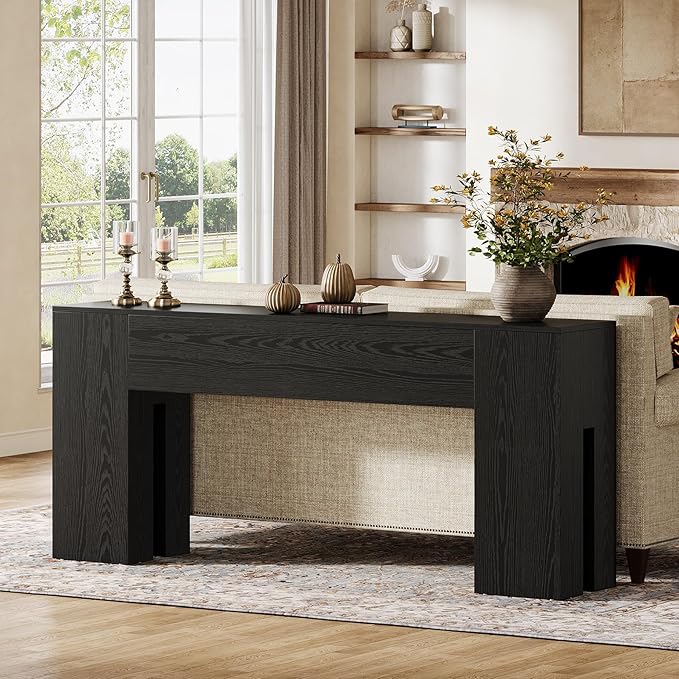 Tribesigns 71-Inch Long Console Table for Entryway, Farmhouse Sofa Console Behind Couch, Entry Table for Hallway, Foyer, Living Room, Black