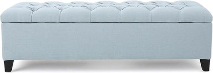 Christopher Knight Home Ottilie Fabric Storage Ottoman, Light Sky, Dimensions: 17.50 inches deep x 51.00 inches wide x 17.00 inches high.
