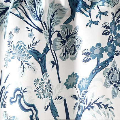 Lush Decor Dolores Light Filtering Valance Curtains Single, 52" W x 18" L Blue - Valances for Windows - Vintage Valance Floral - Coquette Décor