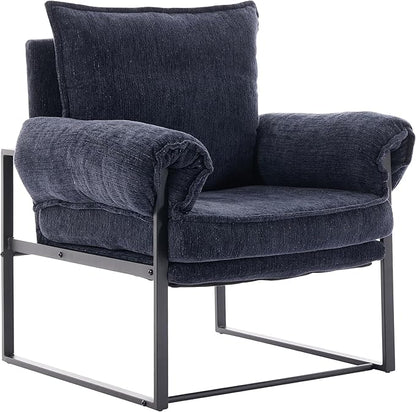 Xifan Modern Comfy Reclining Chair with 6 Angle Adjustable Backrest, Upholstered Accent Chair Fabric Living Room Lounge Chair for Reading Room - Dark Blue, 1PC