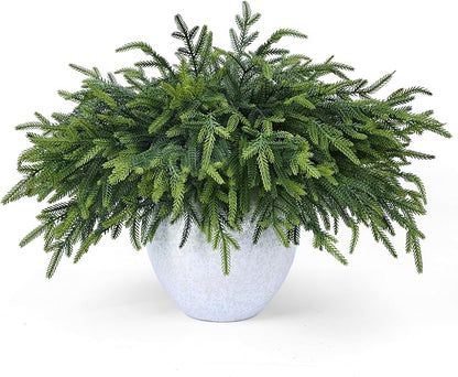 12 Pcs Realistic Christmas Pine Branches Artificial Lifelike Green Pine Stem - Real Touch for Vase DIY Crafts Flower Arrangement Home Indoor Christmas Decor(18 Inch)