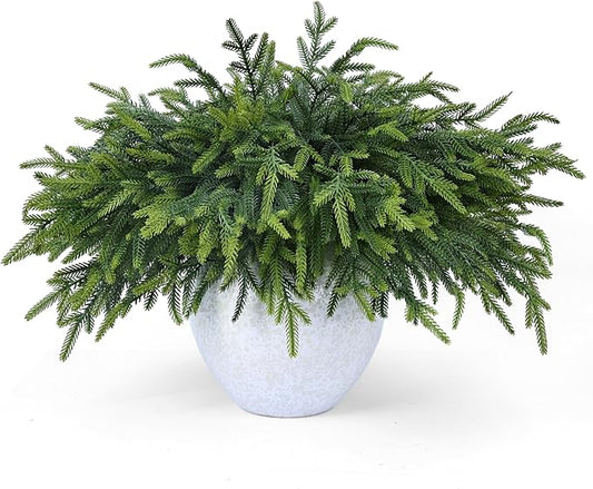 24 Pcs Pine Branches Artificial Green Pine Stem - Real Touch Christmas Greenery Pines Branch for Vase DIY Crafts Flower Arrangement Home Indoor Christmas Decor(18 Inch)