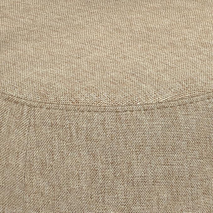 SIMPLIHOME Ramsay 16 inch Wide Contemporary Irregular Footstool in Taupe Linen Look Fabric, Fully Assembled for The Living Room