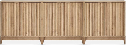 mopio Brooklyn Storage Cabinet, Modern Farmhouse Entryway Accent Cabinet, Buffet Sideboard, Credenza, Wood Modular Cabinet with Doors & Shelf, Fluted Panel (Oak Wave Fluted Cabinet, Set of 3)