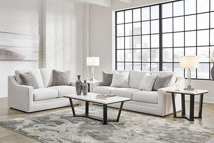 Signature Design by Ashley Maitelynn Contemporary Sofa with Accent Pillows, Reversible Cushions and Sloped Arms, Light Gray