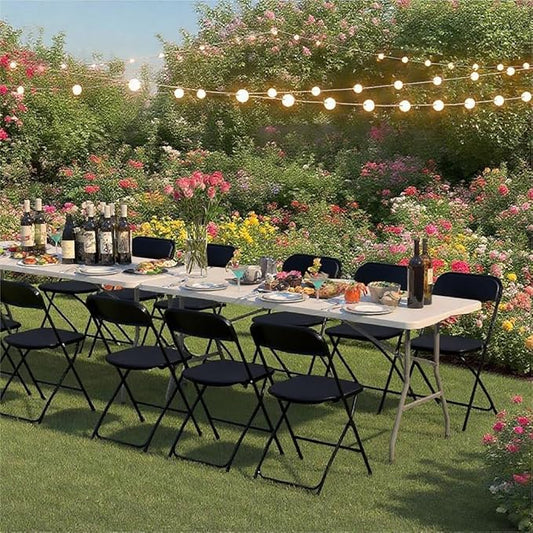 40 Pack Black Plastic Folding Chairs, Portable Stackable Commercial Party Folding Chairs with Steel Frame 350lbs for Home Office Outdoor Indoor Office Wedding Party Events
