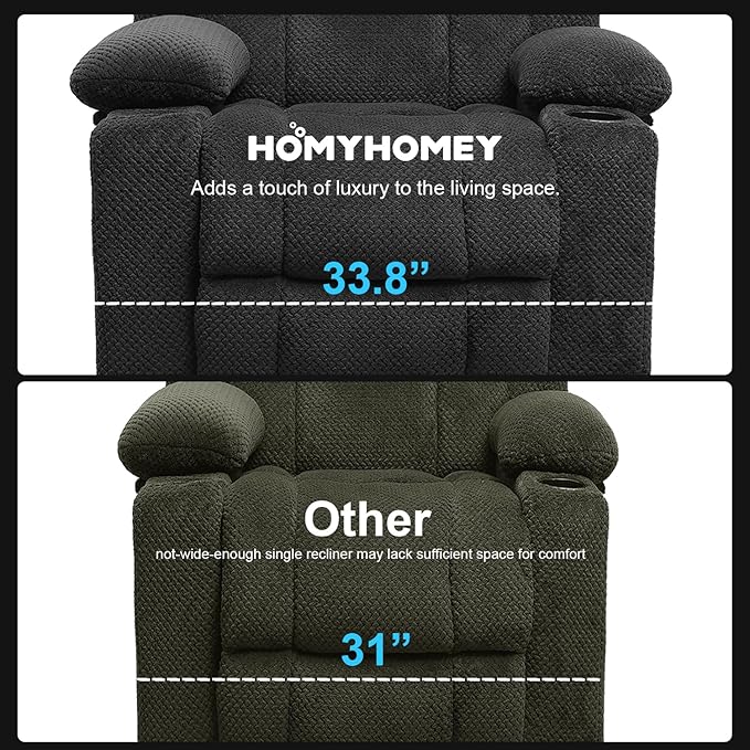Power Lift Recliner Chair for Living Room Elderly with Massage Recliners Footrest Cup Holder Oversized Electric Heated Reclining Single Sofa Chairs Storage (Grey)