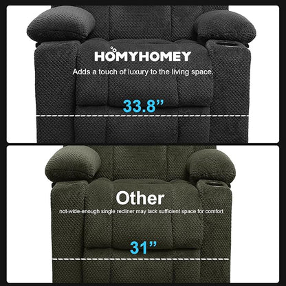 Power Lift Recliner Chair for Living Room Elderly with Massage Recliners Footrest Cup Holder Oversized Electric Heated Reclining Single Sofa Chairs Storage (Grey)