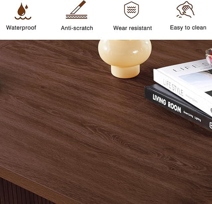 LEVNARY 78 Inch Long Executive Desk, Large Office Desk with Wood Strip Base, Modern Farmhouse Computer Desk Business Furniture for Home Office (Walnut)