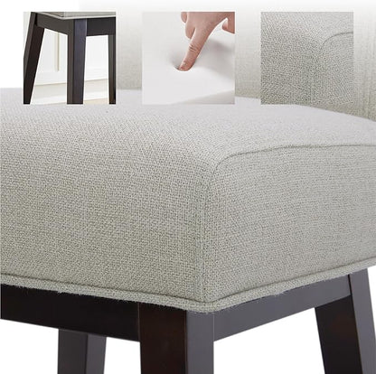 CHITA 26 Inch Counter Height Swivel Bar Stools Set of 2, FSC Certified Modern Upholstered Swivel Barstool Chairs with Back, Fabric in Linen