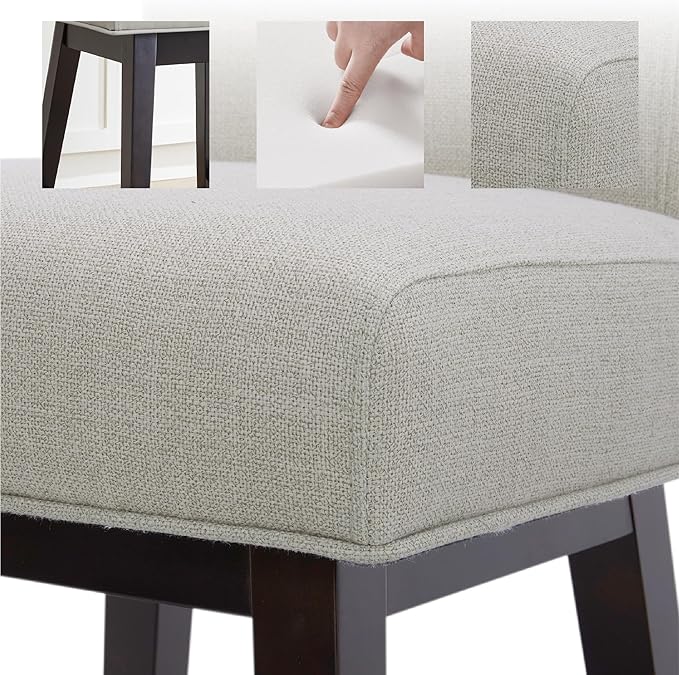 CHITA 26 Inch Counter Height Swivel Bar Stools Set of 4, FSC Certified Modern Upholstered Swivel Barstool Chairs with Back, Fabric in Linen