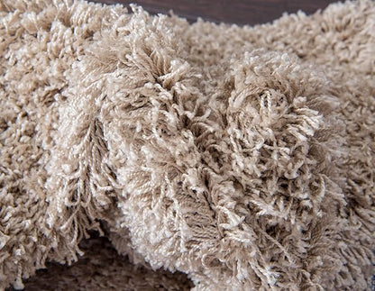 Unique Loom Solid Shag Collection Area Rug (7' 10" Round, Taupe)