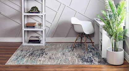 Unique Loom Trellis Frieze Collection Area Rug - Geometric (5' x 8', Blue Multi/ Ivory)