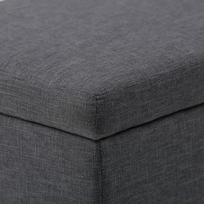 SIMPLIHOME Avalon 48 inch Wide Contemporary Rectangle Storage Ottoman Bench in Slate Grey Linen Look Fabric, Assembled, for the Living Room, Entryway and Family Room