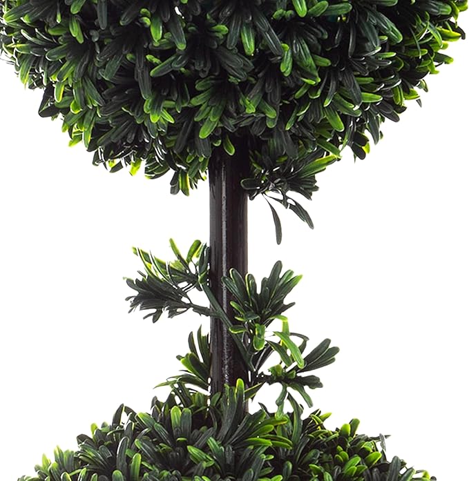 Artificial Topiary Tree - 36-Inch Double Ball Podocarpus Fake Plant - Realistic Indoor or Outdoor Potted Faux Plants for Home Decor by Pure Garden