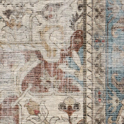 RUGGABLE Washable Vintage Area Rug – Kamran Coral 2x3, Stain-Resistant, Non-Slip – Small Machine Washable Rugs for Living Room, Bedroom, Hallway, Entryway & Bathroom–with Standard Pad