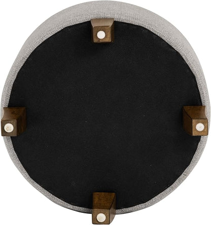 Homepop Home Decor | Upholstered Round Tufted Foot Rest Ottoman | Ottoman with Storage for Living Room & Bedroom | Decorative Home Furniture, Gray Fabric