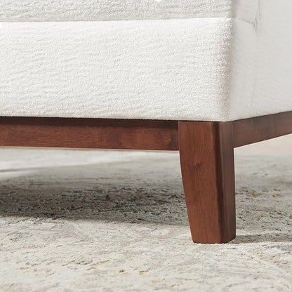 VANOMi Comfy Accent Chair, Terry Oversized Lounge Chair with Cushion, Mid-Century Modern Living Room Chairs Comfy Chair for Bedroom, Apartment, White