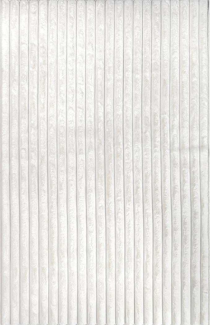 nuLOOM 6' x 9' Cozy Plush Area Rug, Machine Washable, Non-Slip, Soft Fluffy Shag Carpet for Living Room Bedroom Kids Room Nursery Home Decor, Kai Off-White