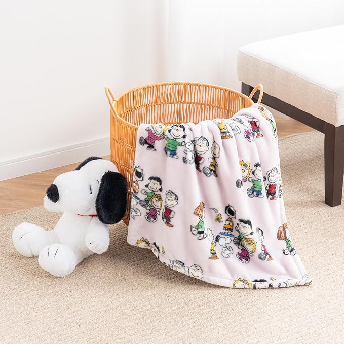 Berkshire Blanket Peanuts® VelvetLoft® Cute Character Snoopy Plush Throw Blanket,Peanuts Laughing Robe Lilac,Throw 55 in x 70 in (Official Peanuts® Product)