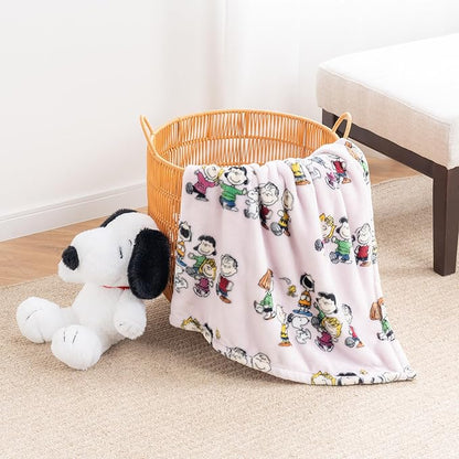 Berkshire Blanket Peanuts® VelvetLoft® Cute Character Snoopy Plush Throw Blanket,Peanuts Laughing Robe Lilac,Throw 55 in x 70 in (Official Peanuts® Product)