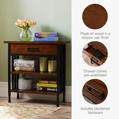 Leick Home SINCE 1912 Ironcraft Foyer Bookcase with Drawer Storage