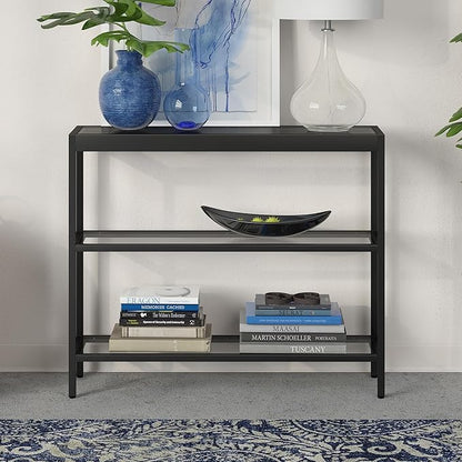 Henn&Hart 36" Wide Rectangular Console Table in Blackened Bronze, Entryway Table, Accent Table for Living Room, Hallway