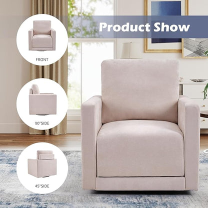 INZOY Swivel Accent Chair Set of 2, Comfy 360° Swivel Chair with Hidden Storage, Upholstered Chenille Square Chair for Living Room Bedroom Small Spaces, Fully Assembled, Beige