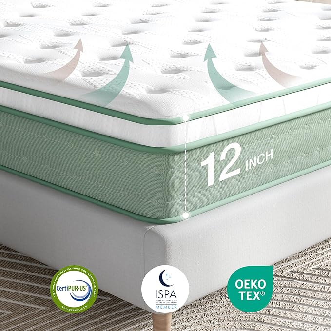 Novilla Twin Mattress, 10 Inch Hybrid Mattress in a Box, Gel Infused Memory Foam and Pocket Coils Innerspring for a Comfortable Sleep, Pillow Top Twin Size, Medium Firm
