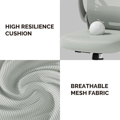 Computer Desk Chair with Wheels, Mesh Office Chair with Flip Up Arms, Adjustable Lumbar Support, Swivel Desk Chair Comfy, All Grey