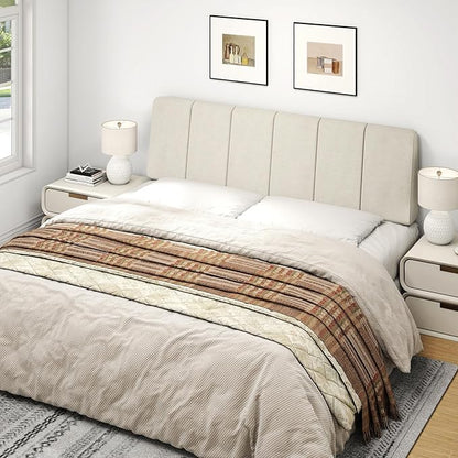 Queen Size Headboard Only-No Assembly, Upholstered Headboard Queen Size Linen Fabric Modern Style Headboards for Adjustable Bed Extra-Thick, Beige