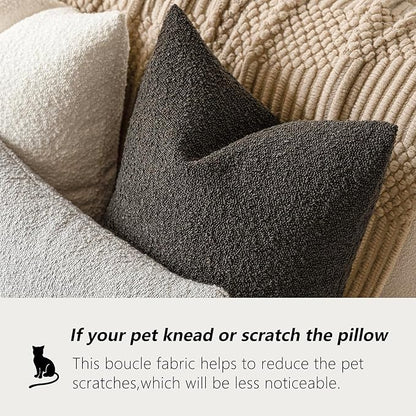 Foindtower Pack of 2, Decorative Textured Boucle Throw Pillow Covers Accent Solid Pillow Cases Cozy Soft Couch Cushion Case for Chair Sofa Bedroom Living Room Home Decor 22 x 22 Inch Dark Brown
