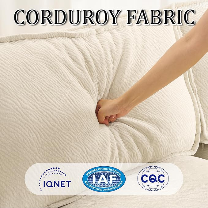 109.4" Cloud Couch with L-Shape Chaise, Boneless Sectional Couch for Living Room and Bedroom, Modern Modular Sofa with Deep Seat, No Assembly Required (Ivory White)