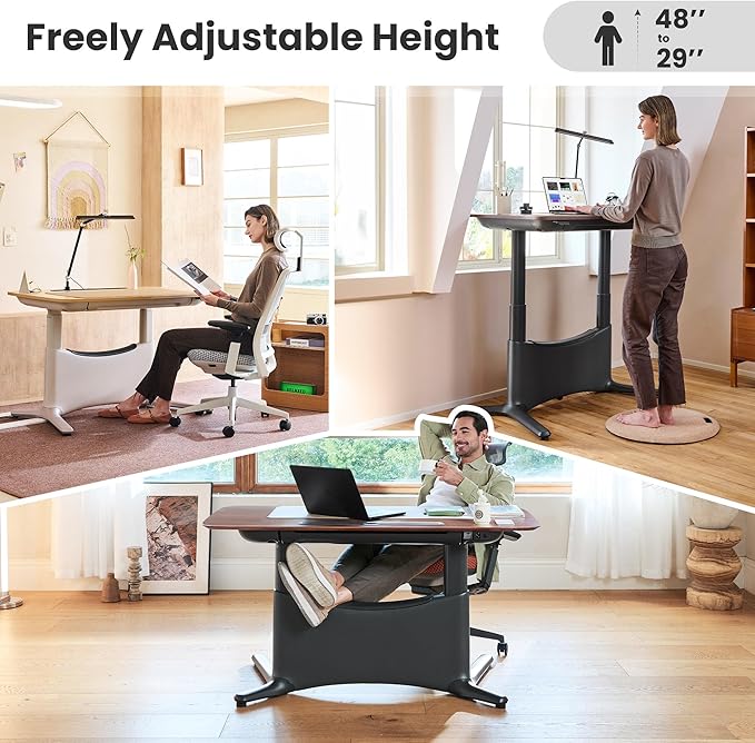 COLAMY Electric Standing Desk, Whole-Piece Gaming Desk with Dual Motors, Ergonomic Footrest, Drawers for Storage, Adjustable Height Sit-Stand Desk for Home Office (Veneer Desktop, Oak + White)