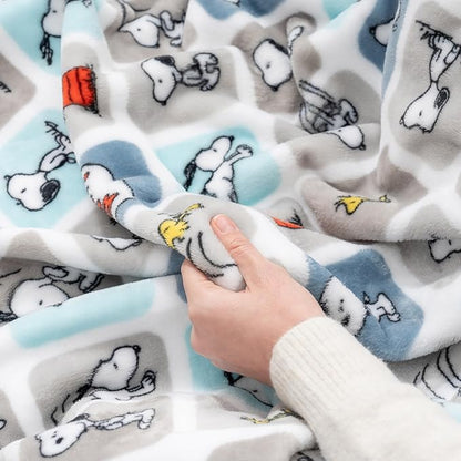 Berkshire Blanket Peanuts VelvetLoft Cute Character Snoopy Plush Throw Blanket,Peanuts Snoopy Woof Blue,Throw 55 in x 70 in (Official Peanuts Product)