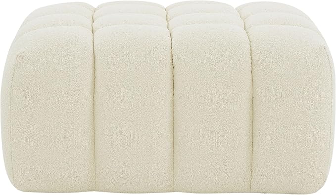 SAFAVIEH Couture Collection Calyna Cream Boucle Tufted Upholstered Ottoman