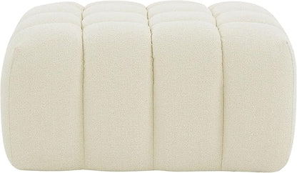 SAFAVIEH Couture Collection Calyna Cream Boucle Tufted Upholstered Ottoman