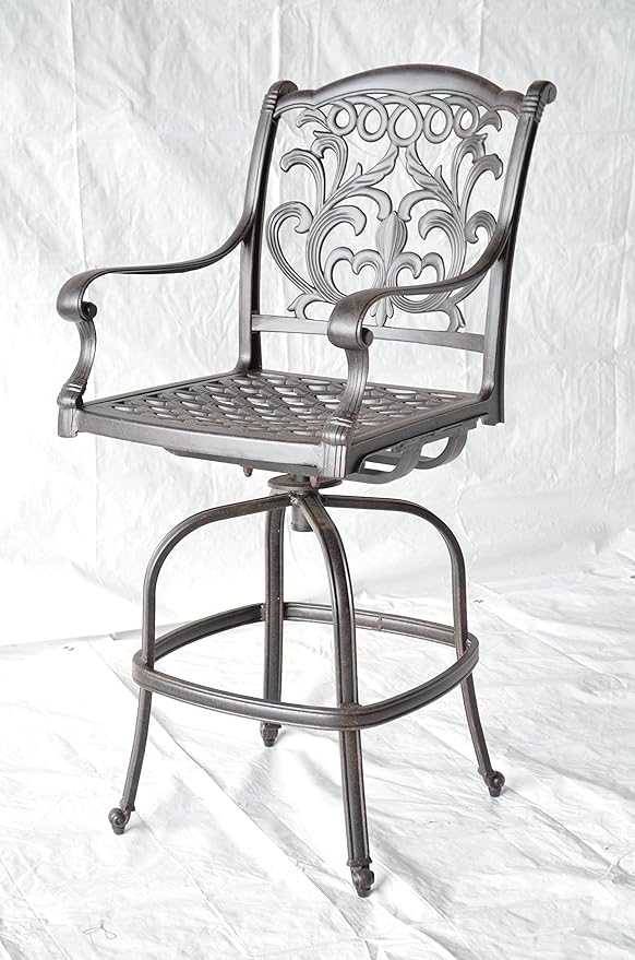 PatioLand Mandalay Patio Cast Aluminum 5pc Party Bar with Half Moon Bar Table - Antique Bronze