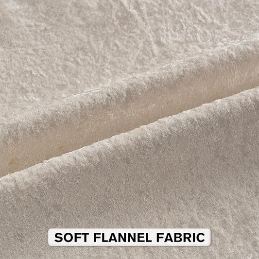 FUTEI Cream Flannel Throw Pillow Covers 16x16 Inch Set of 2,Soft Dimensional Textured Cushion Cases,Modern Home Decor for Couch Living Room