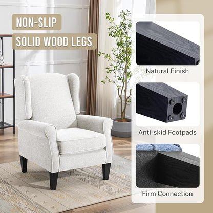 Accent Chair, Modern Living Room Chairs with Wingback, Comfy Upholstered High Back Single Sofa for Bedroom, Mid-Century Reading Armchair Sillas para Sala