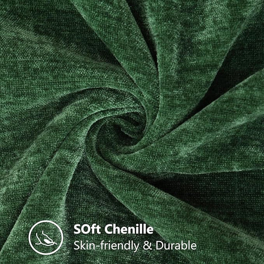 decorUhome Christmas Chenille Soft Throw Pillow Covers 16x16 Set of 2, Farmhouse Velvet Neutral Decorative Euro Pillow Covers with Stitched Edge for Couch Sofa Bed Home Decor, Green
