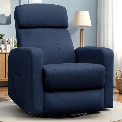 Power Swivel Recliner Chairs for Adults, Electric Glider Rocking Chair Nursery, Glider Recliner Nursery Chair with Classified Side Pocket, Nursery Rocking Chairs with USB and Type-C Ports