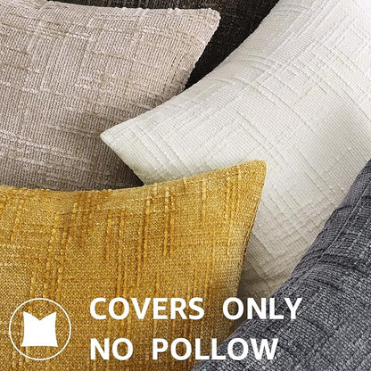 decorUhome Dark Brown Chenille Throw Pillow Covers 22x22 Set of 2 Thick Textured Slubby Couch Pillow Covers Farmhouse Accent Modern Neutral Decorative Pillow Cases for Bed Sofa Living Room