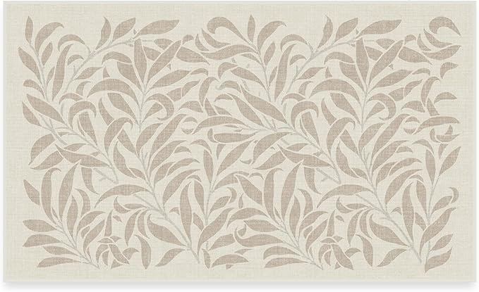 RUGGABLE x Morris & Co Machine Washable Area Rug – Pure Willow Boughs Natural 3x5, Stain-Resistant, Non-Slip – Small Rugs for Living Room, Bedroom, Hallway, Entryway & Office–with Cushioned Pad