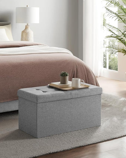 SONGMICS Mazie Collection - 30 Inches Storage Ottoman, Foldable Storage Bench with Flipping Lid, 660 lb Load Capacity, for Entryway, Living Room, Bedroom, Light Gray ULSF41G