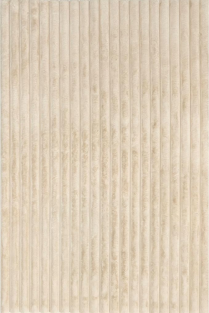 nuLOOM 3'9" x 6' Cozy Plush Area Rug, Machine Washable, Non-Slip, Soft Fluffy Shag Carpet for Living Room Bedroom Kids Room Nursery Home Decor, Kai Beige